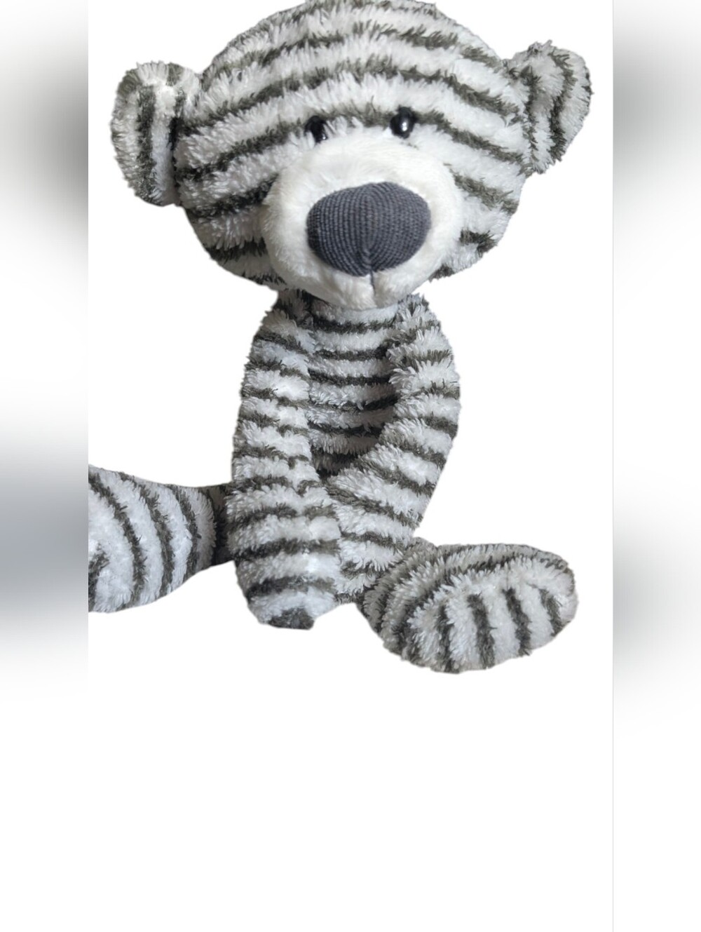 GUND Toothpick Plush Bear Stripes Gray & White Super Soft Floppy Lovey